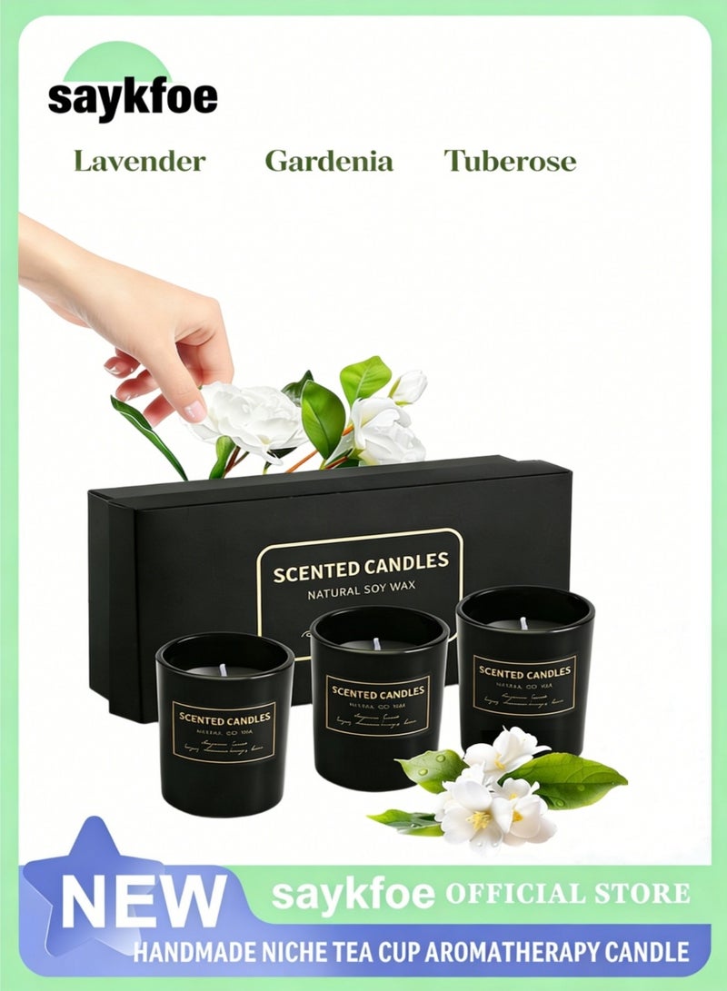saykfoe Scented Candles - 3PCS Candle Set, Soy Candles, Soy Candle for Home Scented, Lavender/Gardenia/Tuberose - Image 1